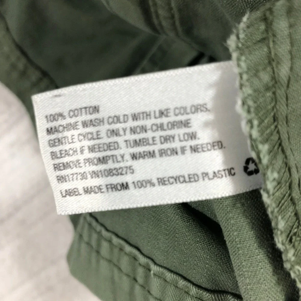 Merona Womens Utility Field‎ Vest Olive Green Cotton Zip Up Drawstring Size M